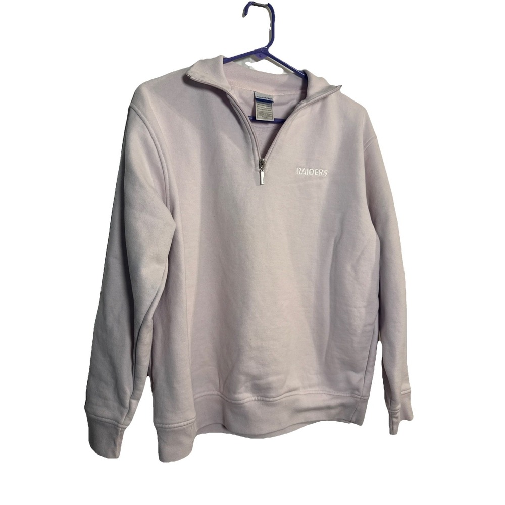 Reebok Raiders Quarter Zip Sweatshirt Women's M Light Pink Embroidered‎ Pullover